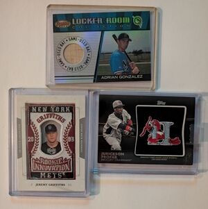 Baseball Card Lot Of 3 MLB Game Used Bat / Patch Cards Topps Upper Deck Donruss